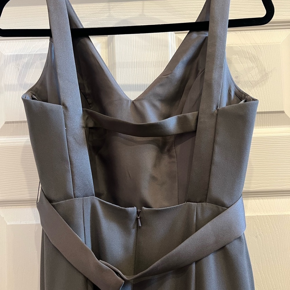 White by Vera Wang Charcoal Crepe Bridesmaid Dress Size 6 - Picture 4 of 10